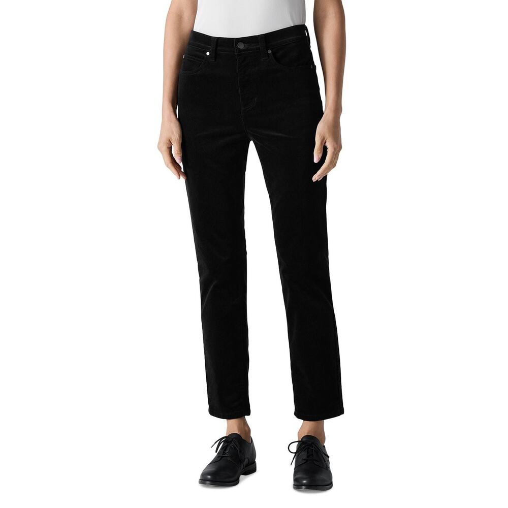 Eileen Fisher Velveteen High Rise Ankle Slim Jeans in Black - Medium - NWT